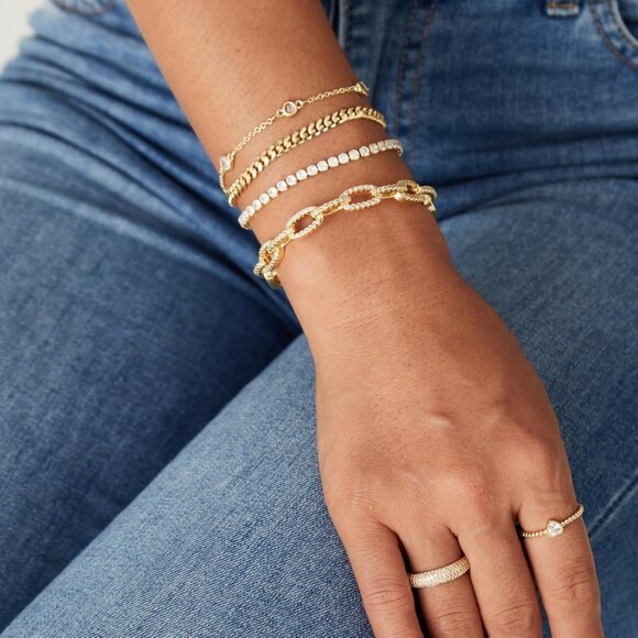 Gold Cuff Bangle Bracelets for Women, 14K Gold Plated Adjustable Open Cuff Brace - Picture 2 of 7